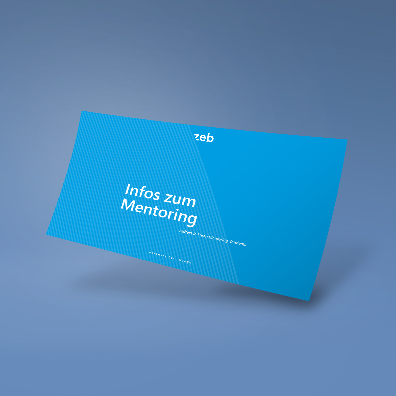 eine blaue Karte mit weißem Text
