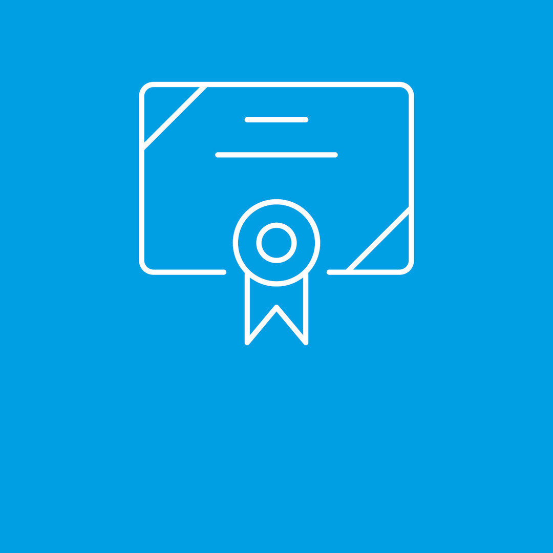 eine weiße Kontur eines Zertifikats mit einem Stempel