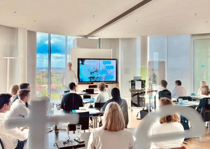 a group of people in a room